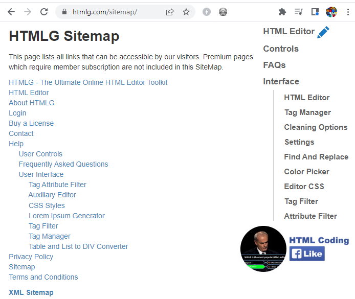 html sitemap page