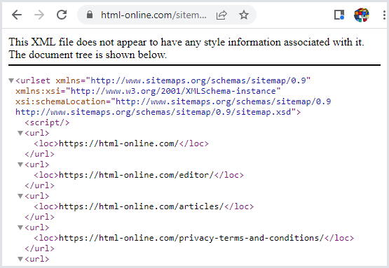 our xml sitemap