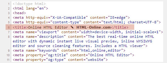title tag in html source