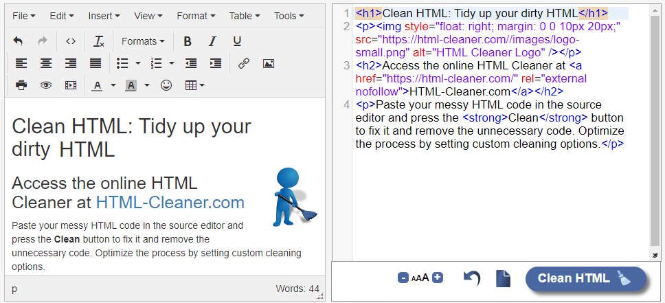 cleaning html code